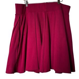 Elhoffer Essentials Pleated‎ Skater Skirt Raspberry Ponte Size 3X Stretchy